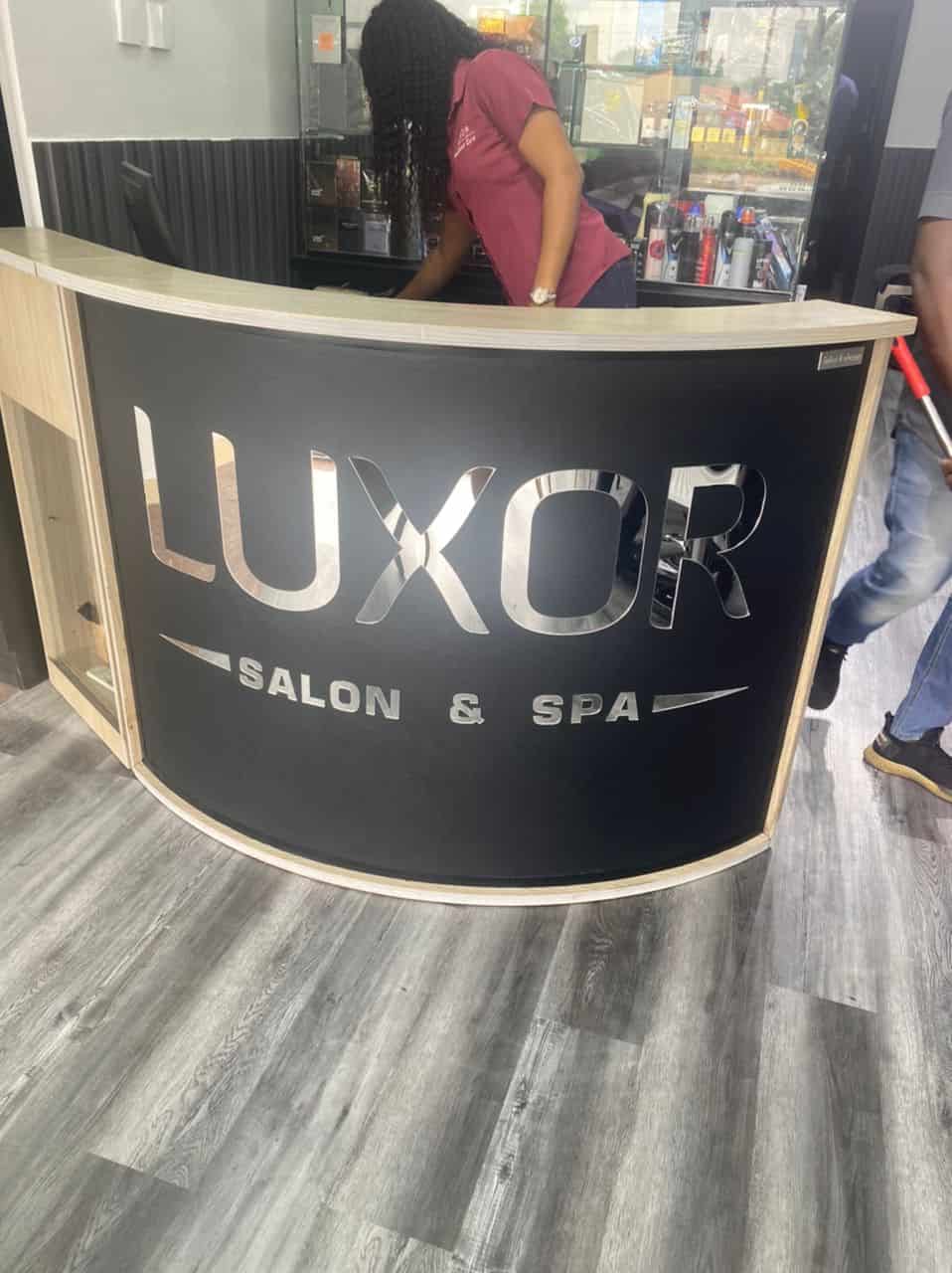 Luxor Salon & Spa reception desk with staff