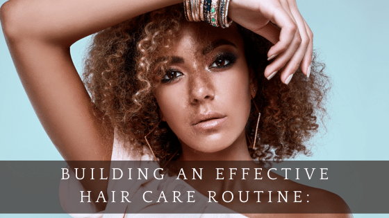 Woman with curly hair promoting hair care routine