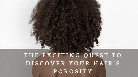 Curly hair with text about hair porosity