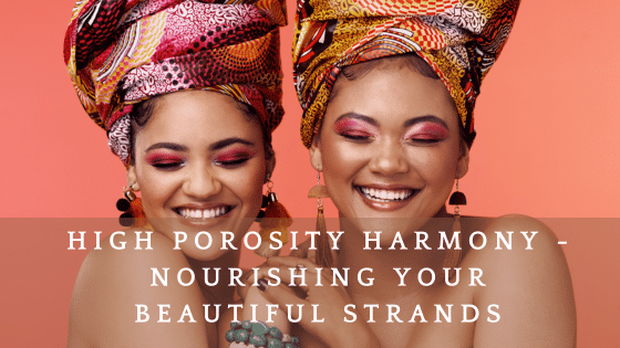 Two smiling women in colourful headwraps with text overlay
