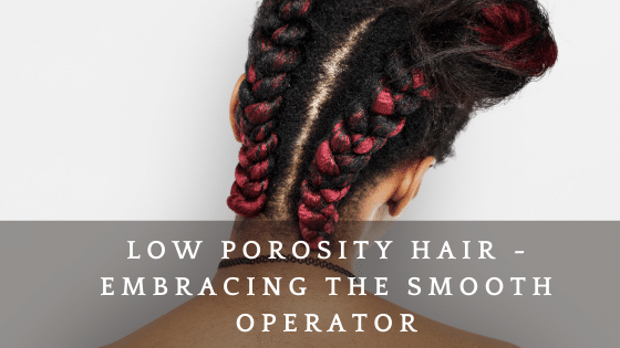 Braided hair with red highlights and text overlay