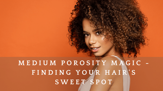 Woman with curly hair, medium porosity hair banner