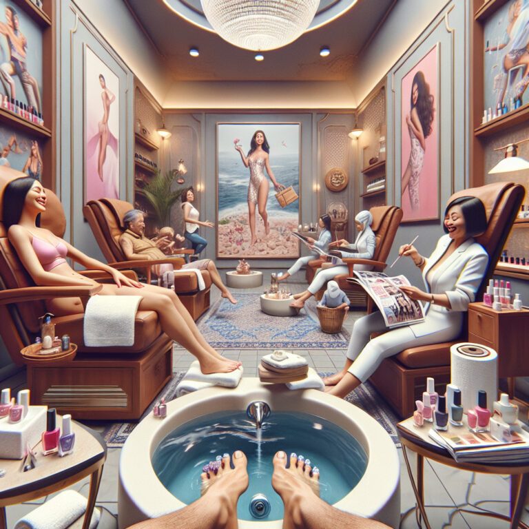 Luxury nail salon with women enjoying pedicures