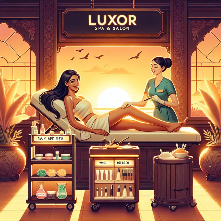 Woman receiving leg waxing treatment at luxury spa
