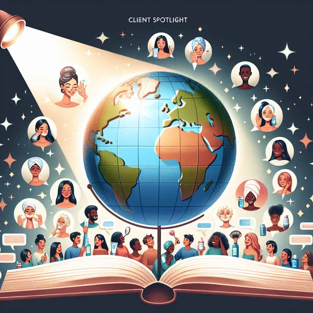 Global client spotlight with diverse skincare users