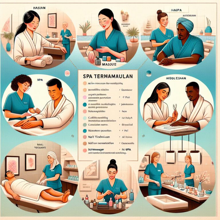 Illustrated spa treatments infographic with diverse clients