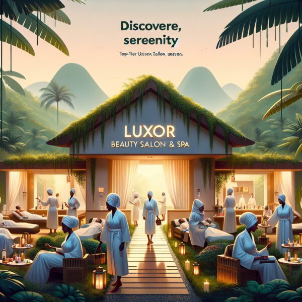 Luxury tropical beauty salon and spa with staff