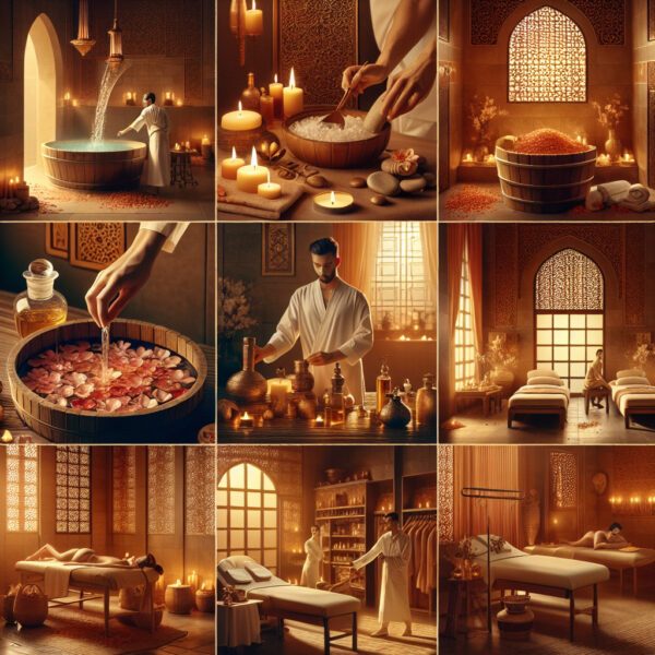 Luxury candlelit hammam spa with massage treatments