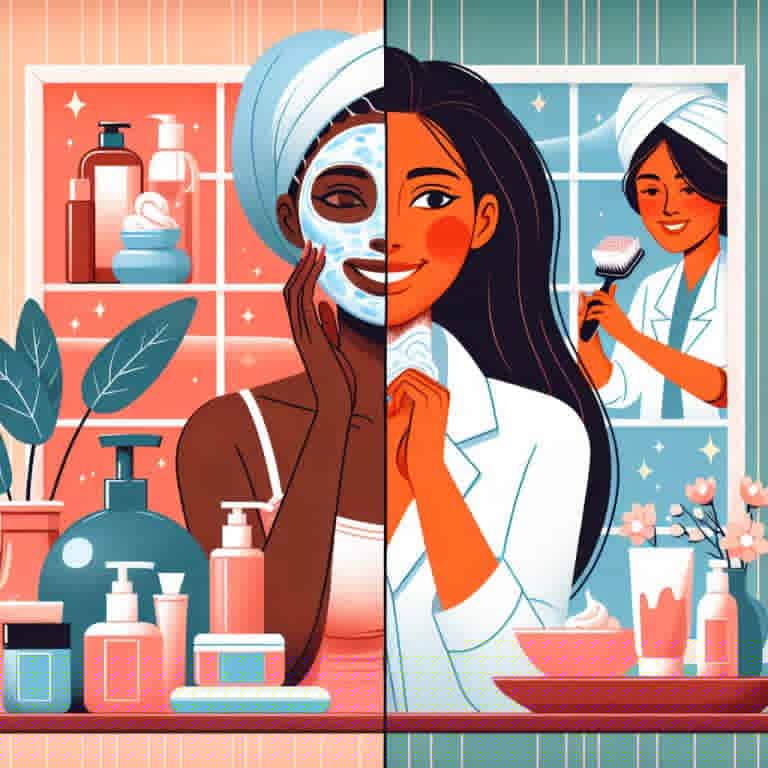 Woman applying face mask in skincare routine illustration