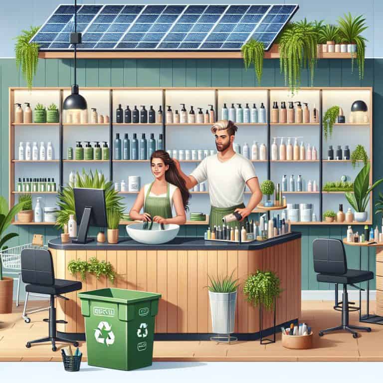 Eco-friendly hair salon with solar panels and recycling