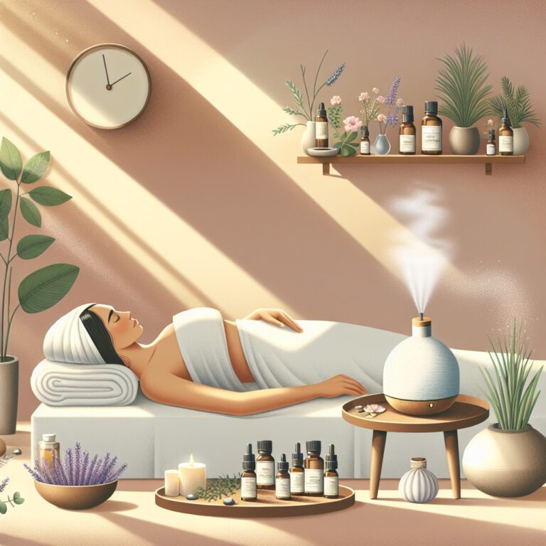 Woman relaxing in spa with aromatherapy diffuser