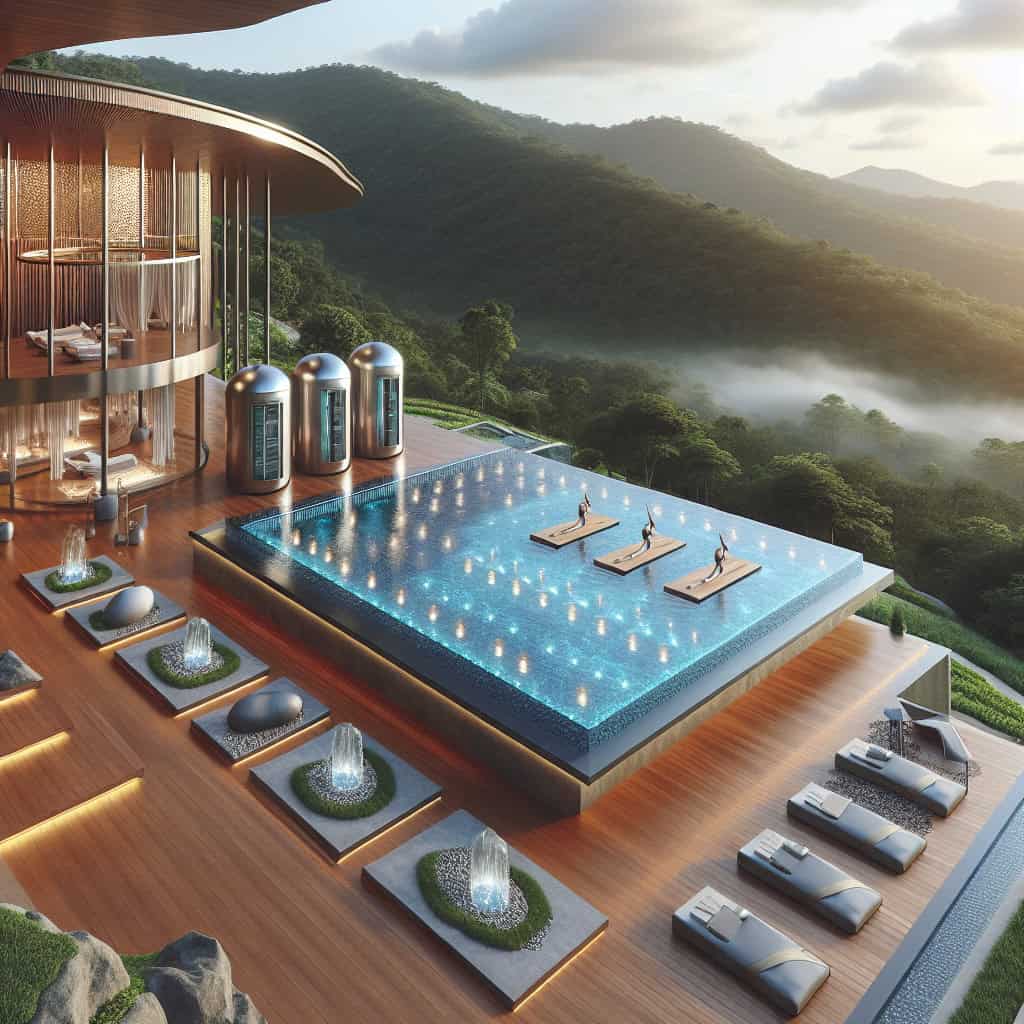 Luxury hillside villa with infinity pool overlooking forest