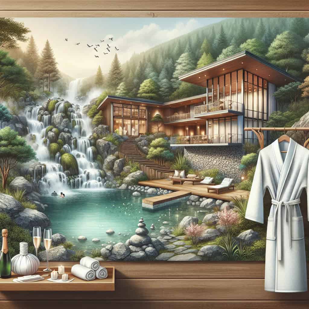 Luxury modern villa beside waterfall and natural pool