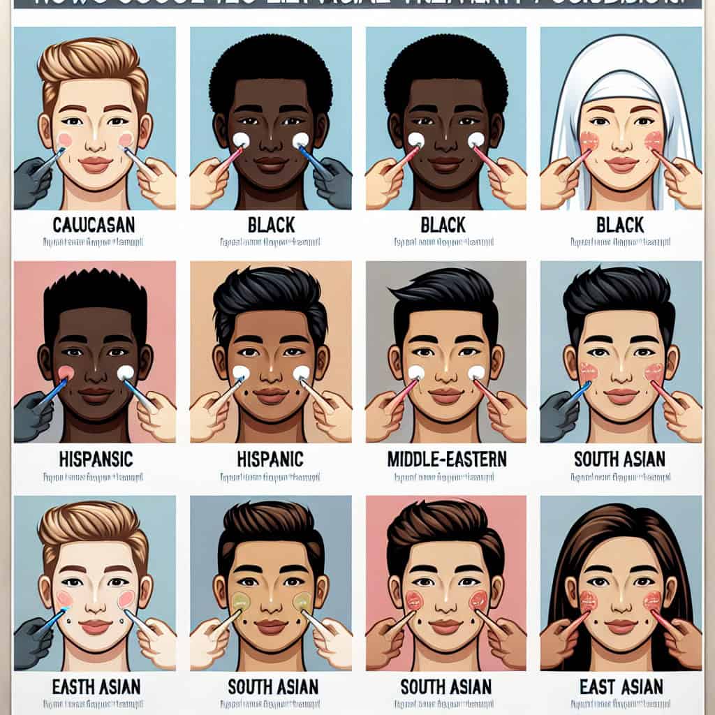 Illustrated faces of diverse ethnicities undergoing cheek swab tests