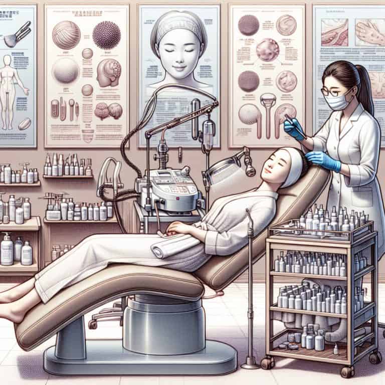 Clinician performing facial treatment in modern skincare clinic