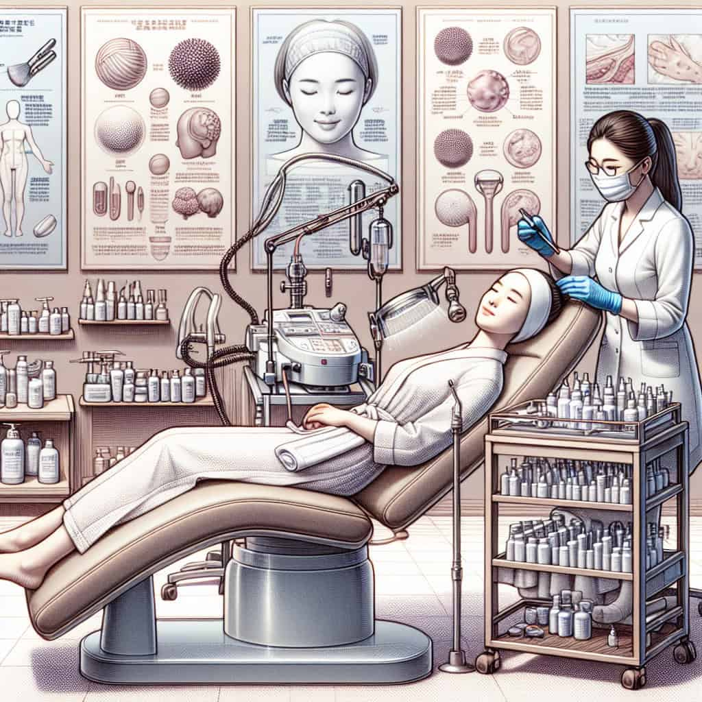 Clinician performing facial treatment in modern skincare clinic