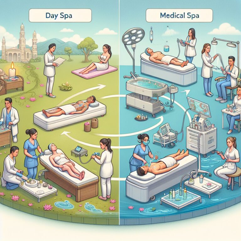Illustration comparing day spa and medical spa treatments