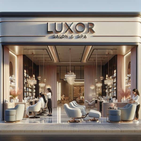 Luxury salon and spa interior with stylists working