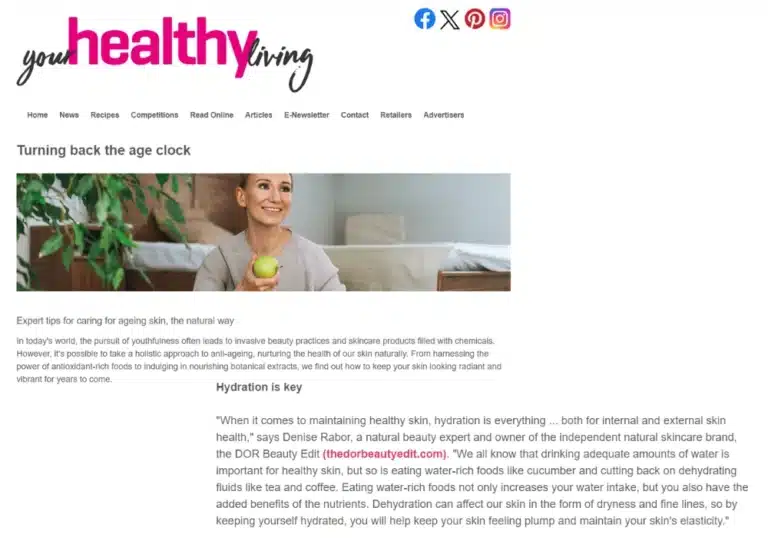 Healthy Living article about anti-ageing skincare tips