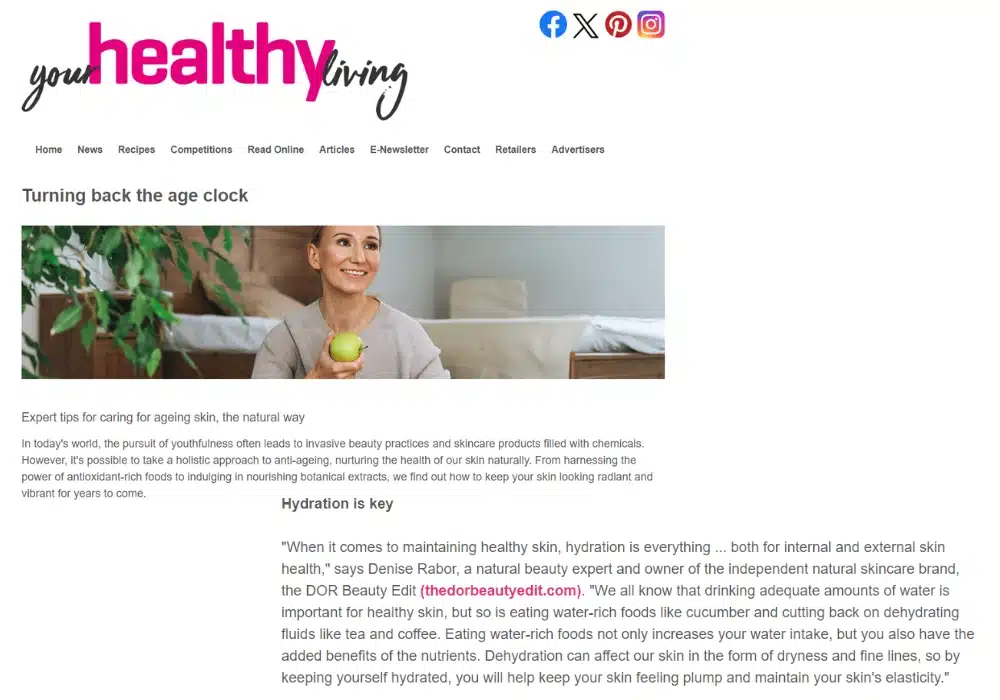 Healthy Living article about anti-ageing skincare tips