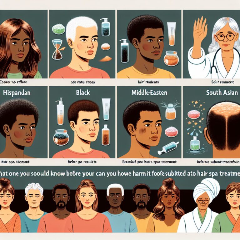 Illustration of diverse people and hair spa treatments