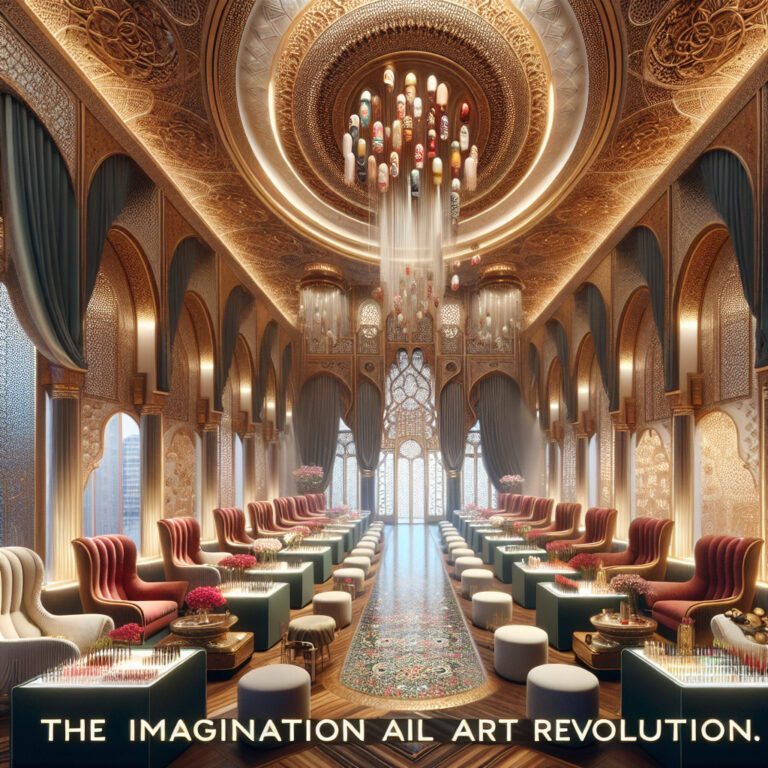 Ornate Arabian hall with luxury nail art stations