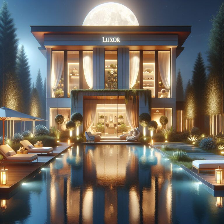 Luxury modern villa with pool under moonlight