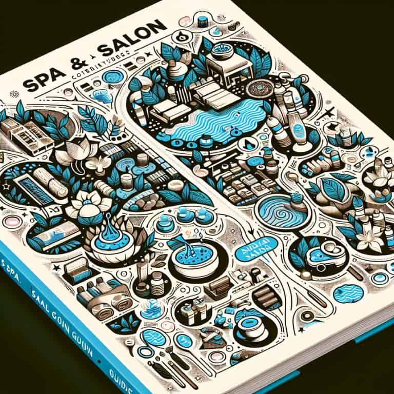 Illustrated spa and salon book cover with products