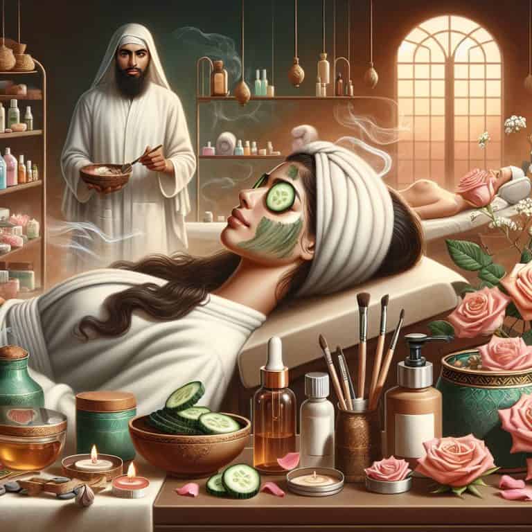 Woman receiving facial treatment in luxurious spa setting