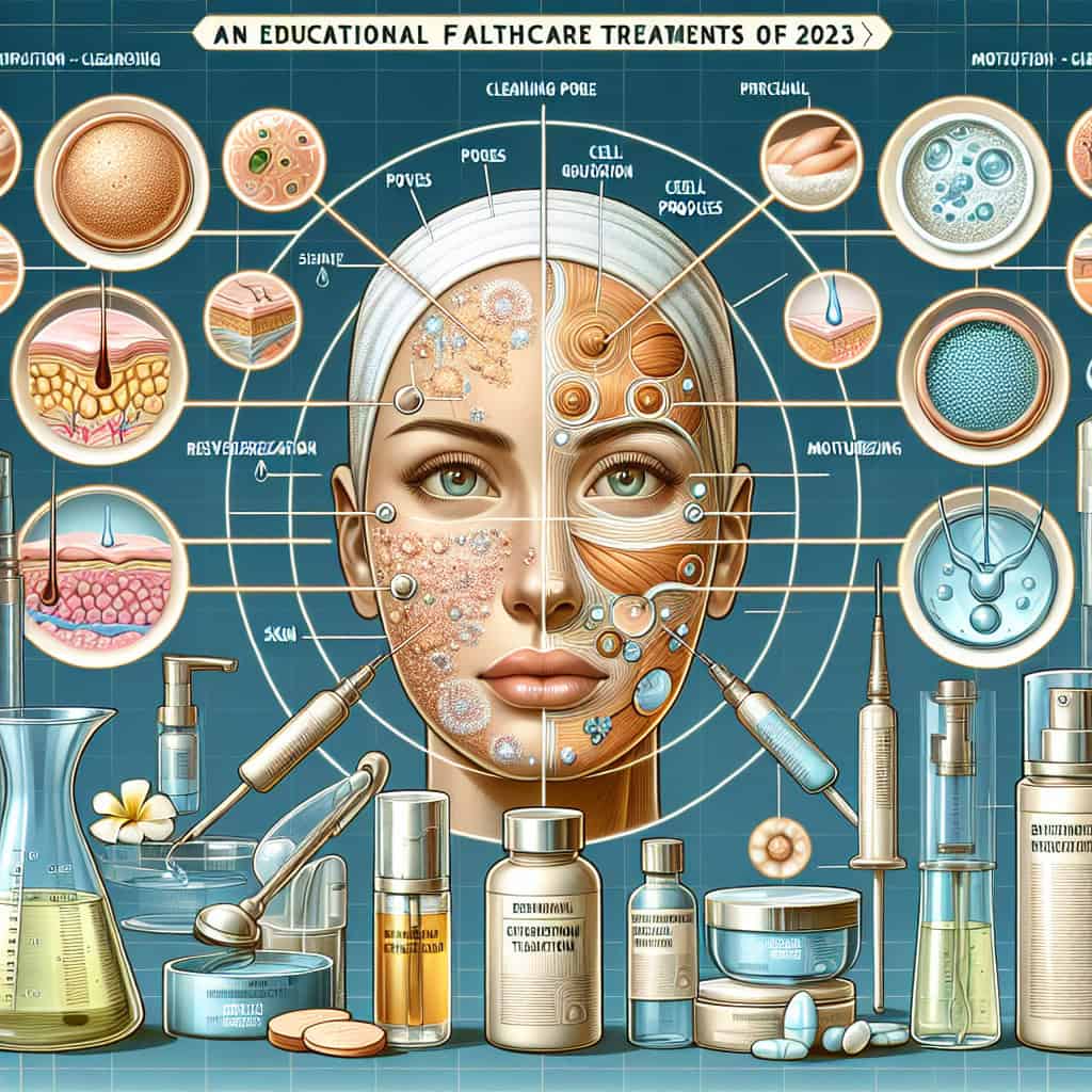 Infographic showing facial skin layers and treatments