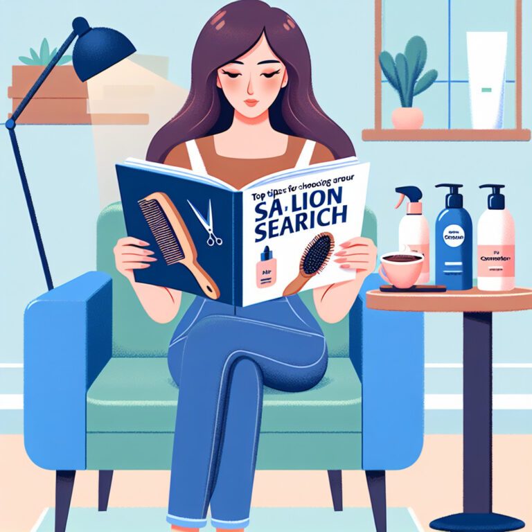 Woman reading hair salon magazine in chair