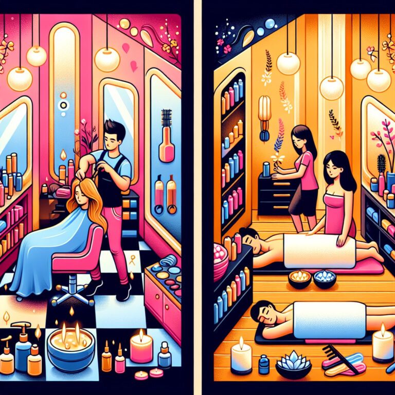 Hair salon and spa massage treatment scene
