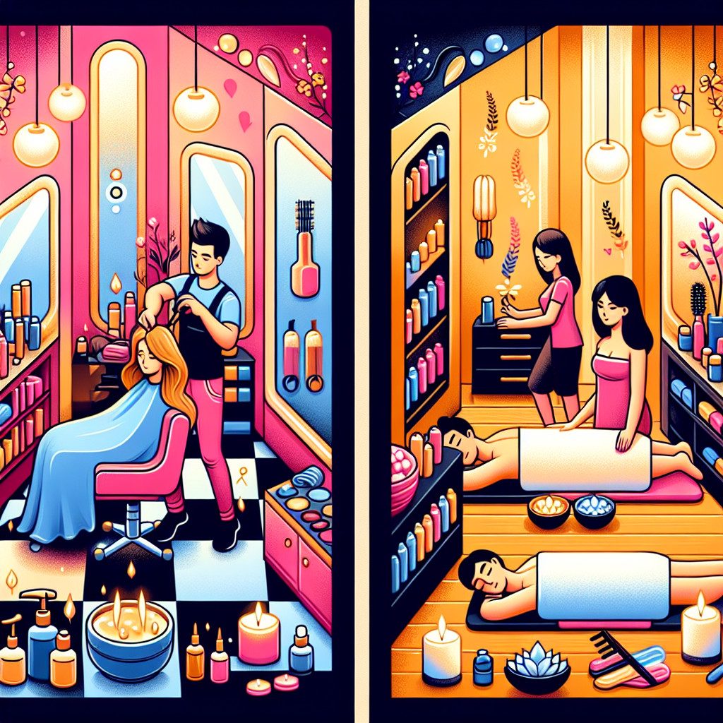 Hair salon and spa massage treatment scene