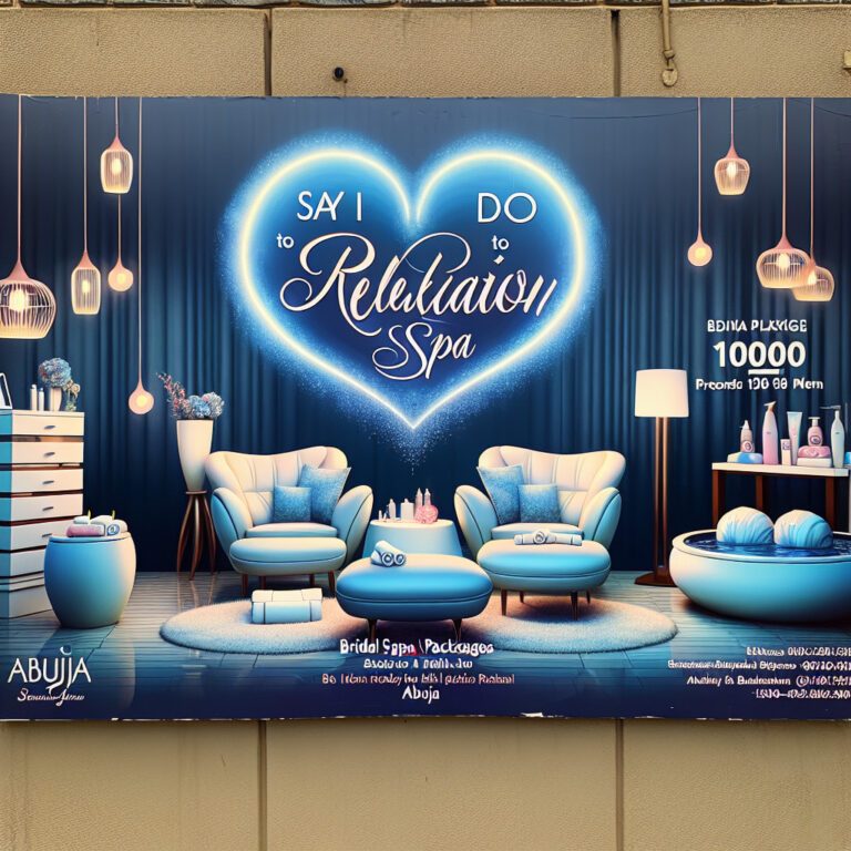 Bridal spa advertisement with glowing heart backdrop