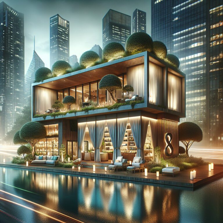 Luxury modern house with rooftop garden and pool