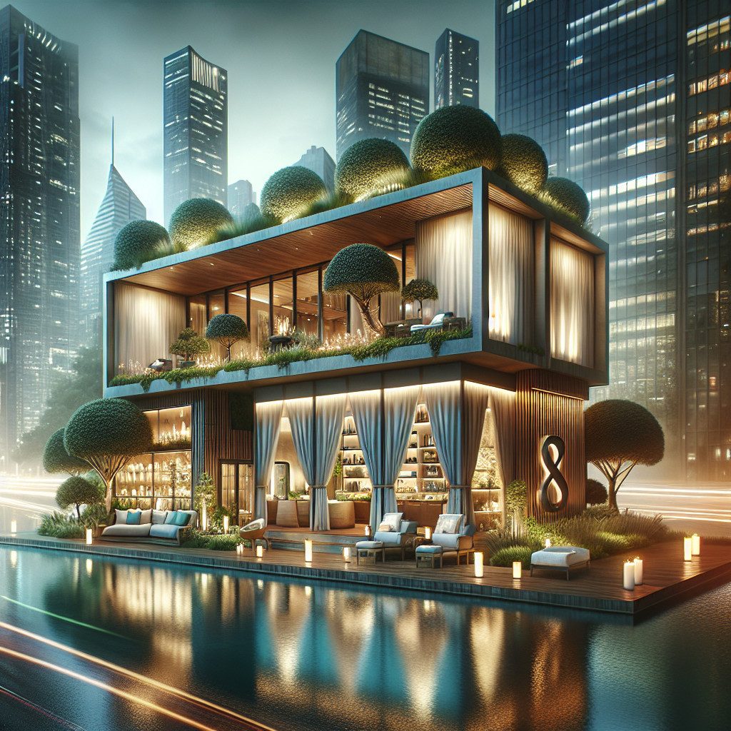 Luxury modern house with rooftop garden and pool