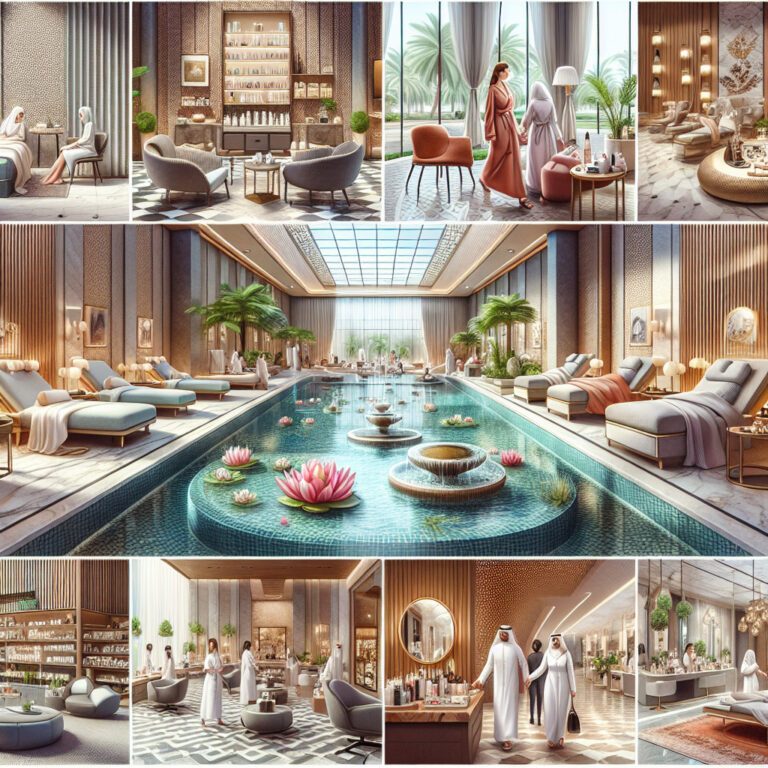 Luxury indoor spa with pool and loungers