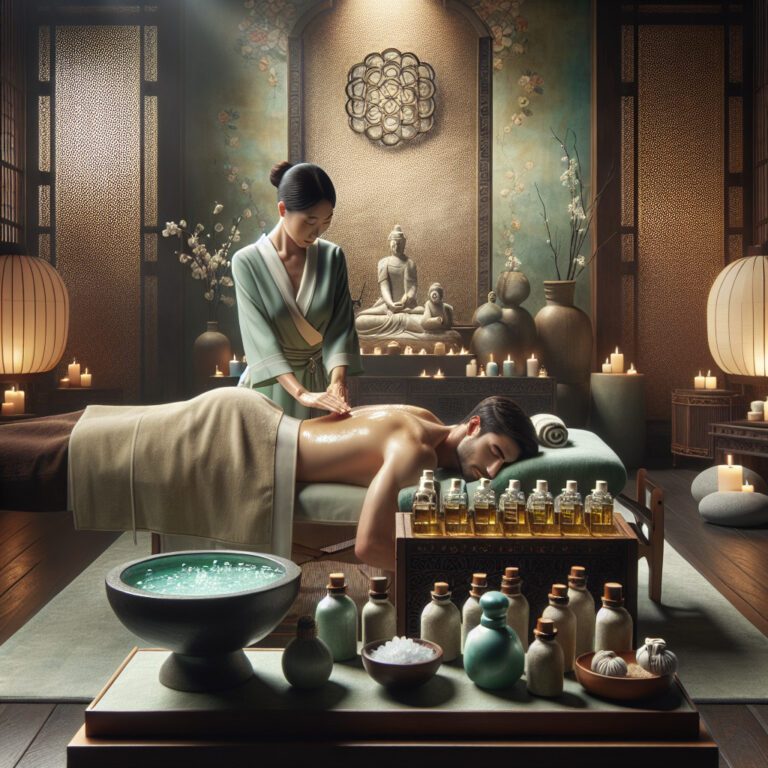Woman giving relaxing massage in tranquil spa room