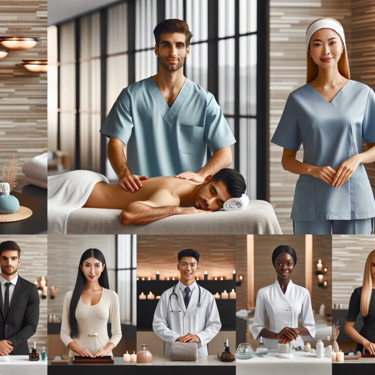 Spa therapists and healthcare professionals in treatment setting