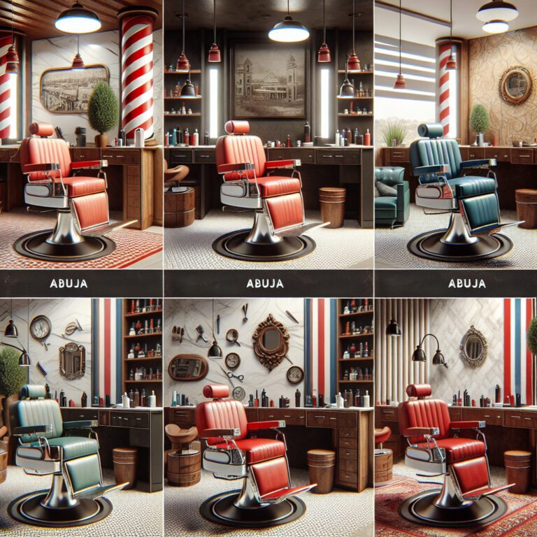 Vintage barbershop interior with classic leather barber chairs