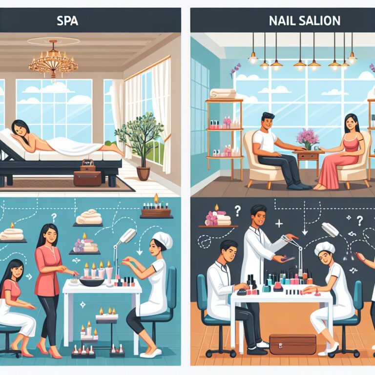 Illustration comparing spa massage and nail salon services