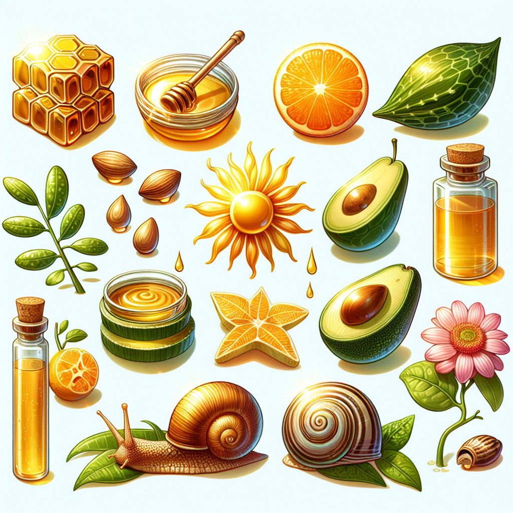 Illustration of natural skincare ingredients and botanical elements