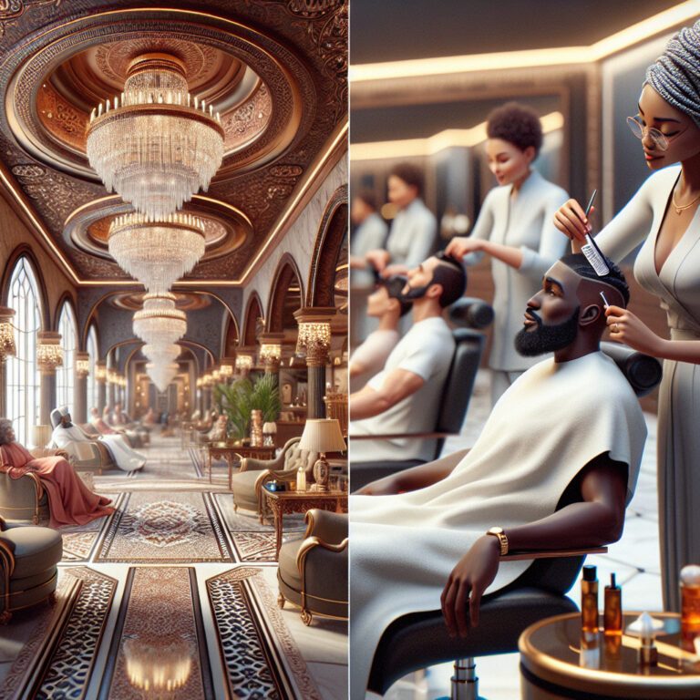 Luxurious salon interior and modern barbershop grooming scene