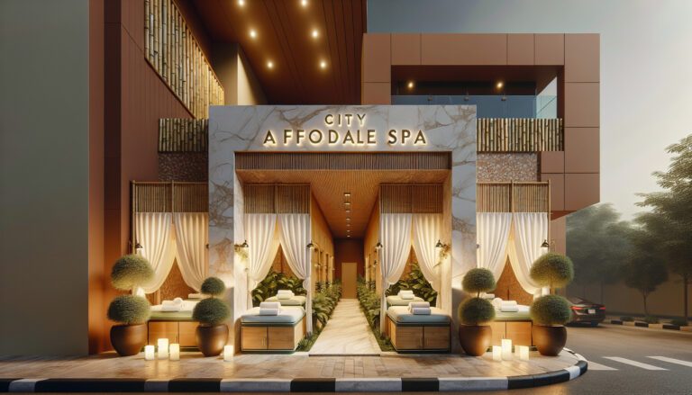 City Affodale Spa entrance with outdoor massage beds