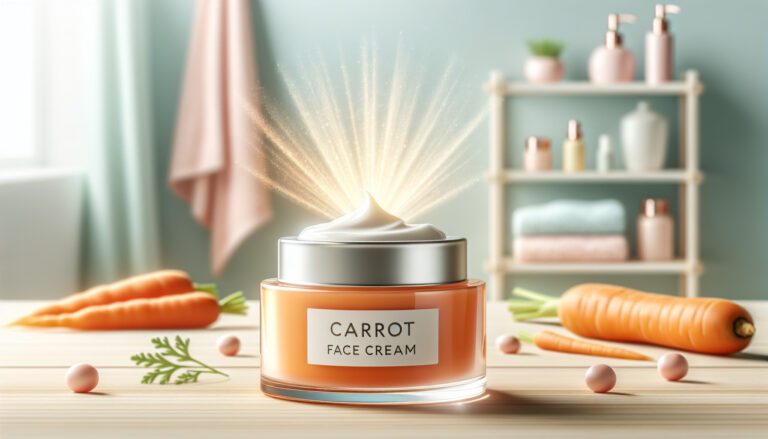 Jar of carrot face cream with fresh carrots