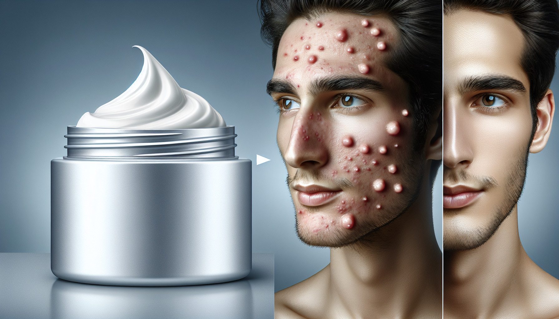 Acne treatment cream with before and after results