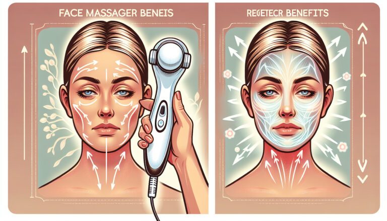 Illustration of woman using electric face massager