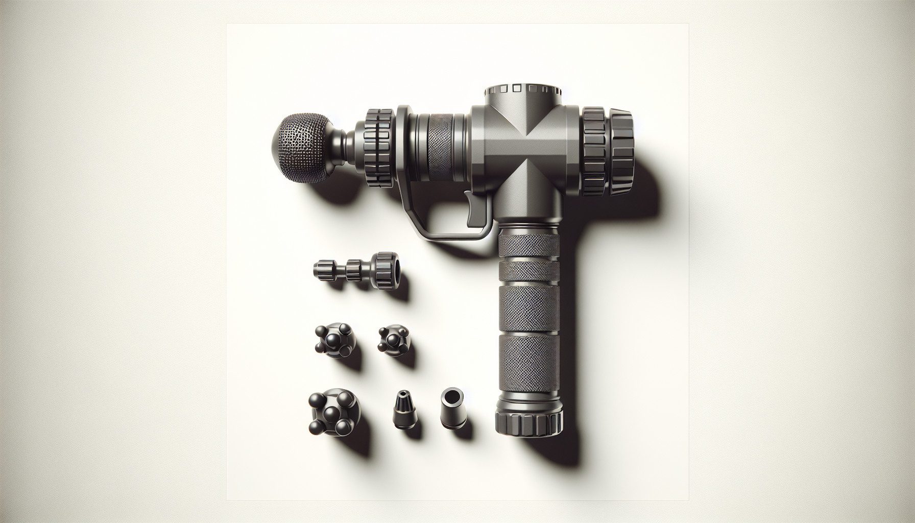 Percussion massage gun with interchangeable attachment heads
