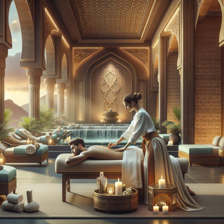 Luxury spa massage in ornate Middle Eastern setting