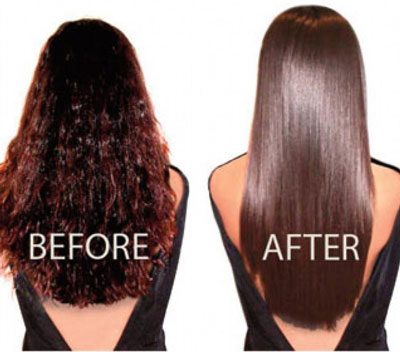 Before and after: frizzy to smooth straight hair